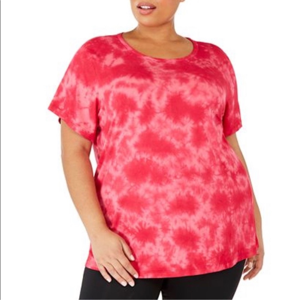 Ideology Red and Pink Tie-Dye Short Sleeve Tee